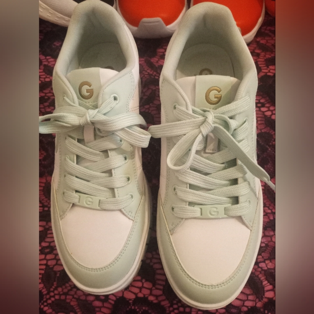Mint Green and White Sneakers